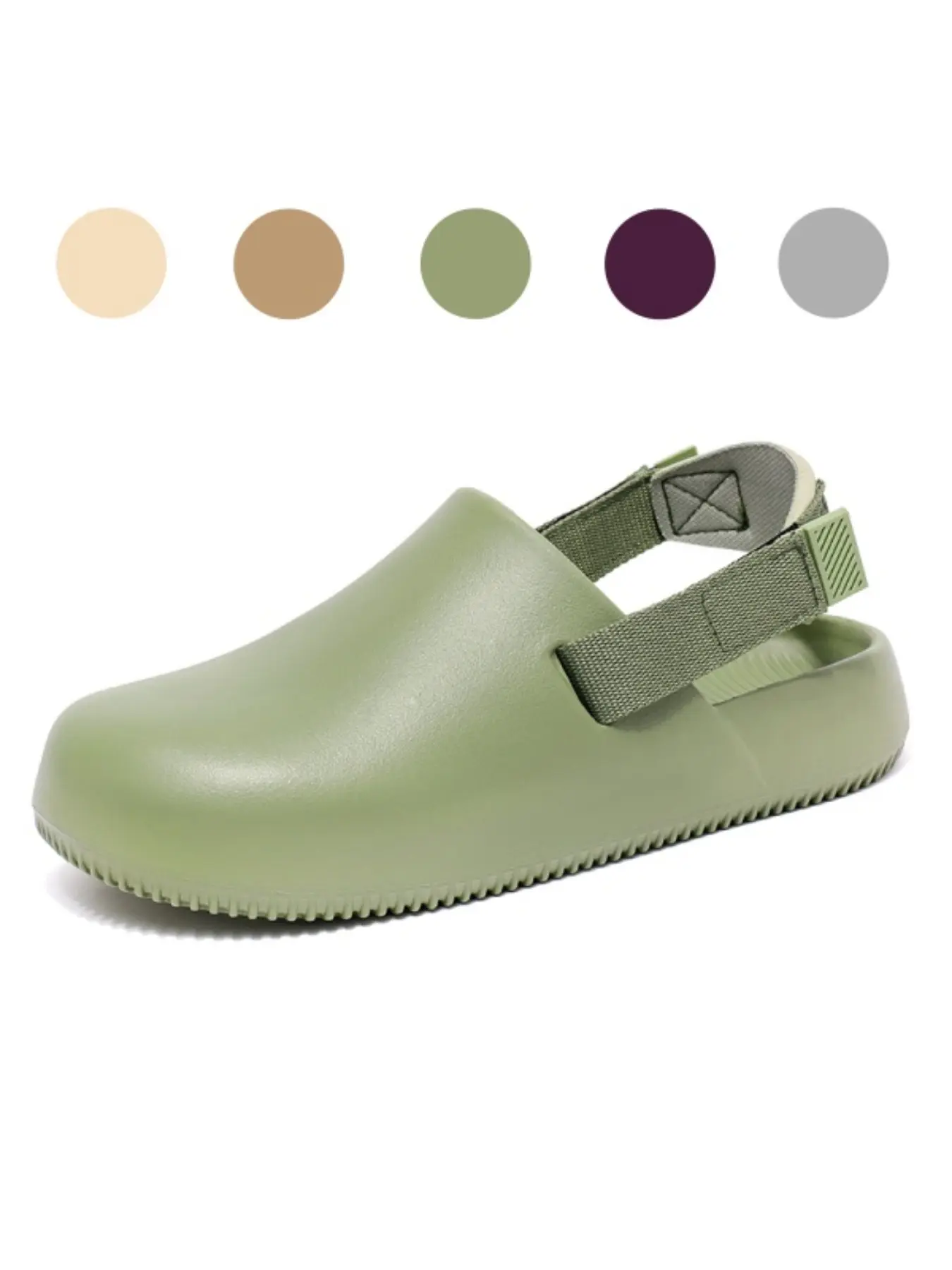 Unisex Green Closed-Toe Medical Non Slip Clogs: Adjustable Strap, Anti-Slip Work Slides