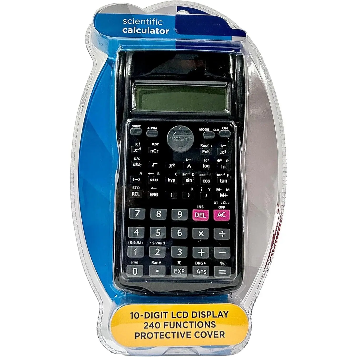 Synthetic Scientific Calculator with 10-Digit LCD Screen, 240 Func, and Protective Flip Cover