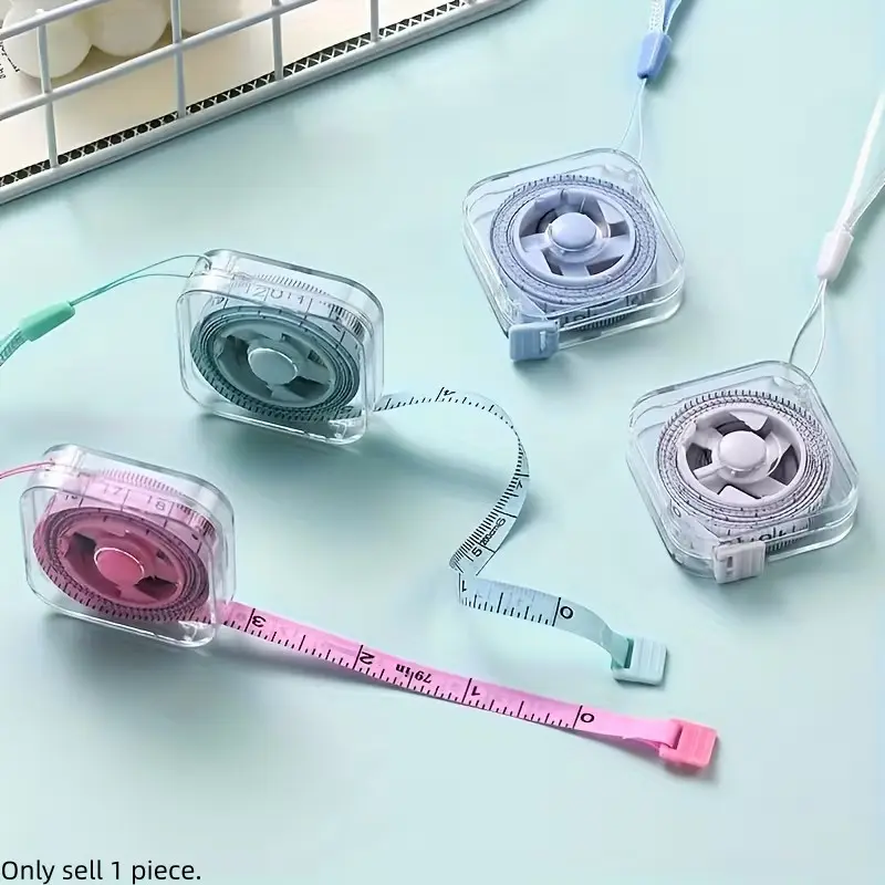 2 m /6 ft cute mini soft tape measure, portable retractable locking mechanism and clear cm/inch scale-suitable for tailor, family, waist circumference, bust and height measurement-durable and easy to store, and can wipe transparent shell and hanging ring.