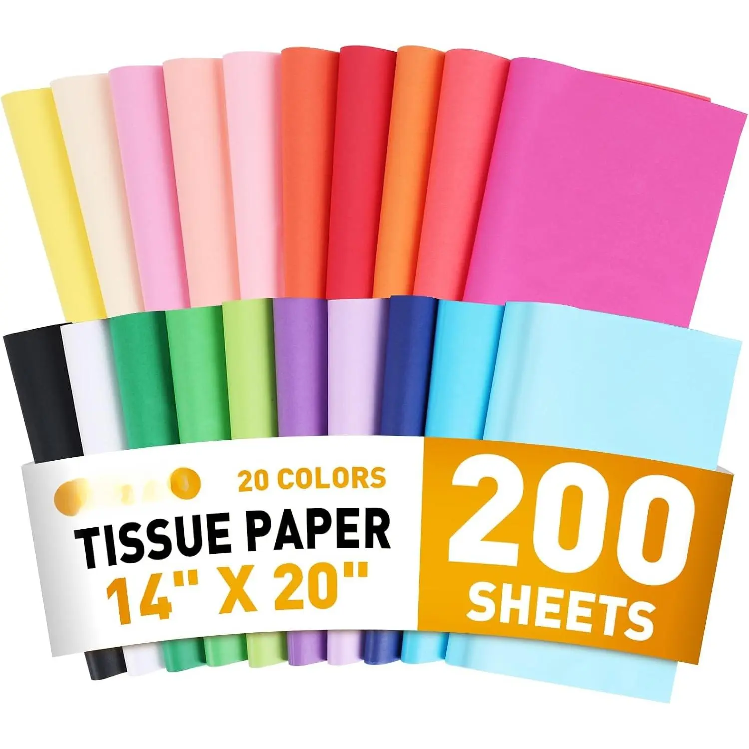 200 Sheets Tissue Paper,20-Color 14"X20" Tissue Paper for  Bags |  Tissue Paper Bulk for Crafts,Birthday Party,Flower Decoration,Colored Tissue Paper Bulk for Packaging