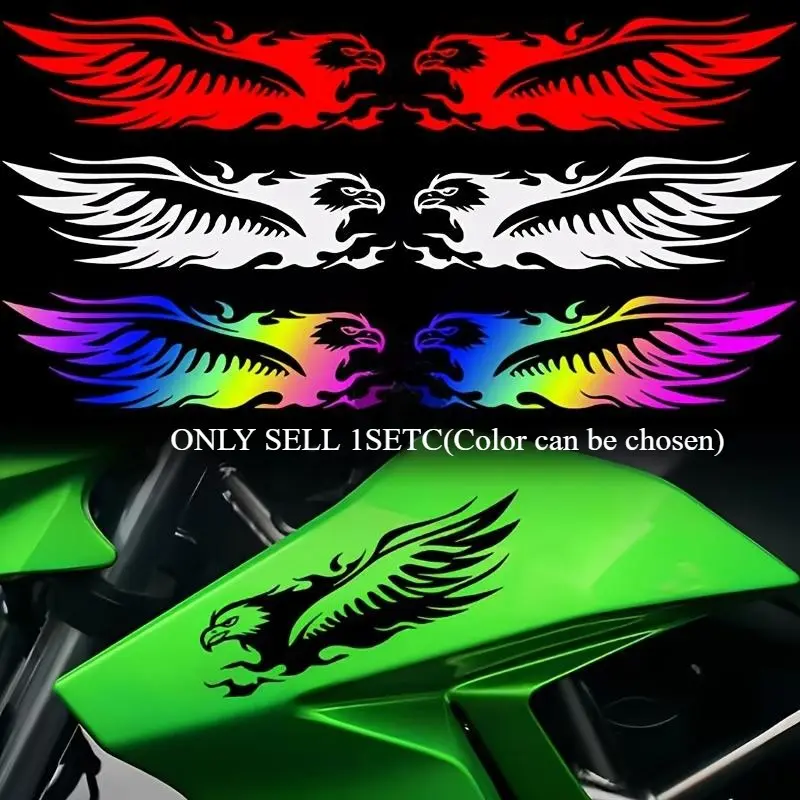 2PCS/SET For Motorcycle Accessories, Trendy Backpacks, Eagle Wing Shape + Multi-Color Creative Design, Nail Dominant Style Easily, Eye-Catching & Show Bold Attitude of Loving Eagle Wing Dominant Elements, Motorcycle Stickers, Sticker Decal, Graphic Decal