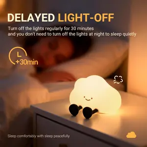 Plastic Cloud-Shaped Night Light - Home Decor Rechargeable Bedside Lamp with Touch-Control Dimmable Lighting, Smart Timer, Ideal for Holiday or Birthday Gifts