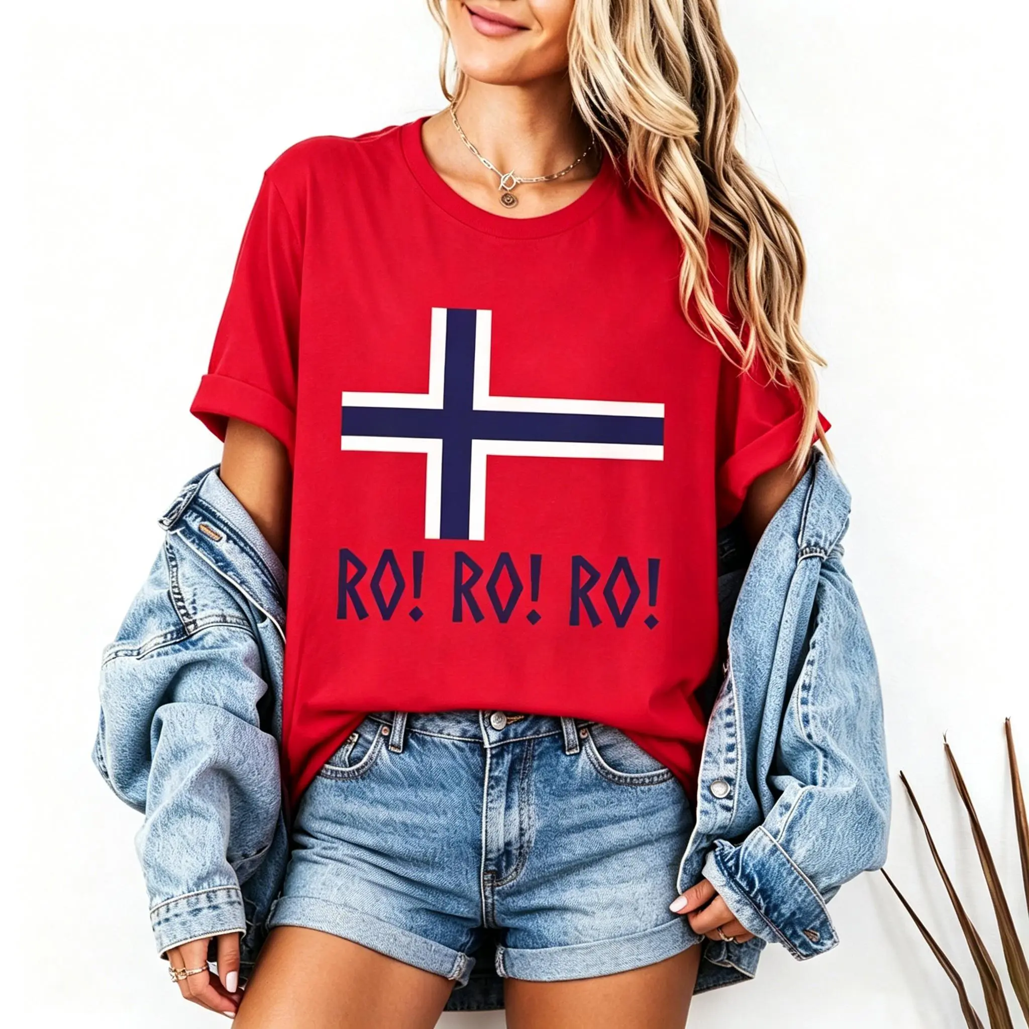 Women's Norway Flag Distressed Letter Graphic T-Shirt - Modest, Basic Tops for Romance, Norwegian Pride, All-Seasons Casual Oversized Tee