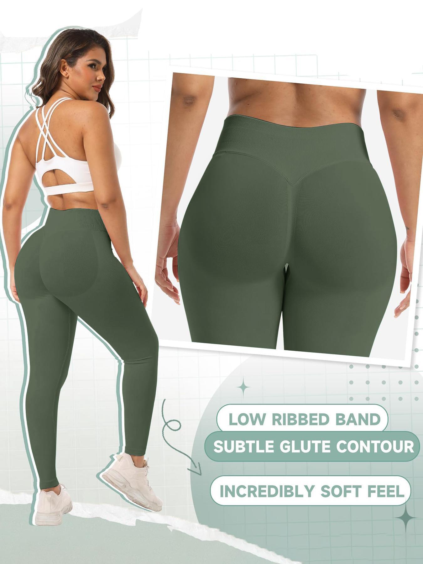Women's Tummy-Control High Waisted Athletic Leggings with Concealed Butt-Lift Seam, High-Stretch Seamless Base-Layer Tights for Fitness, Yoga and Outdoor Running, Tight-Fitting Breathable Scrunch Workout Leggings, Elastic Waist Leggings