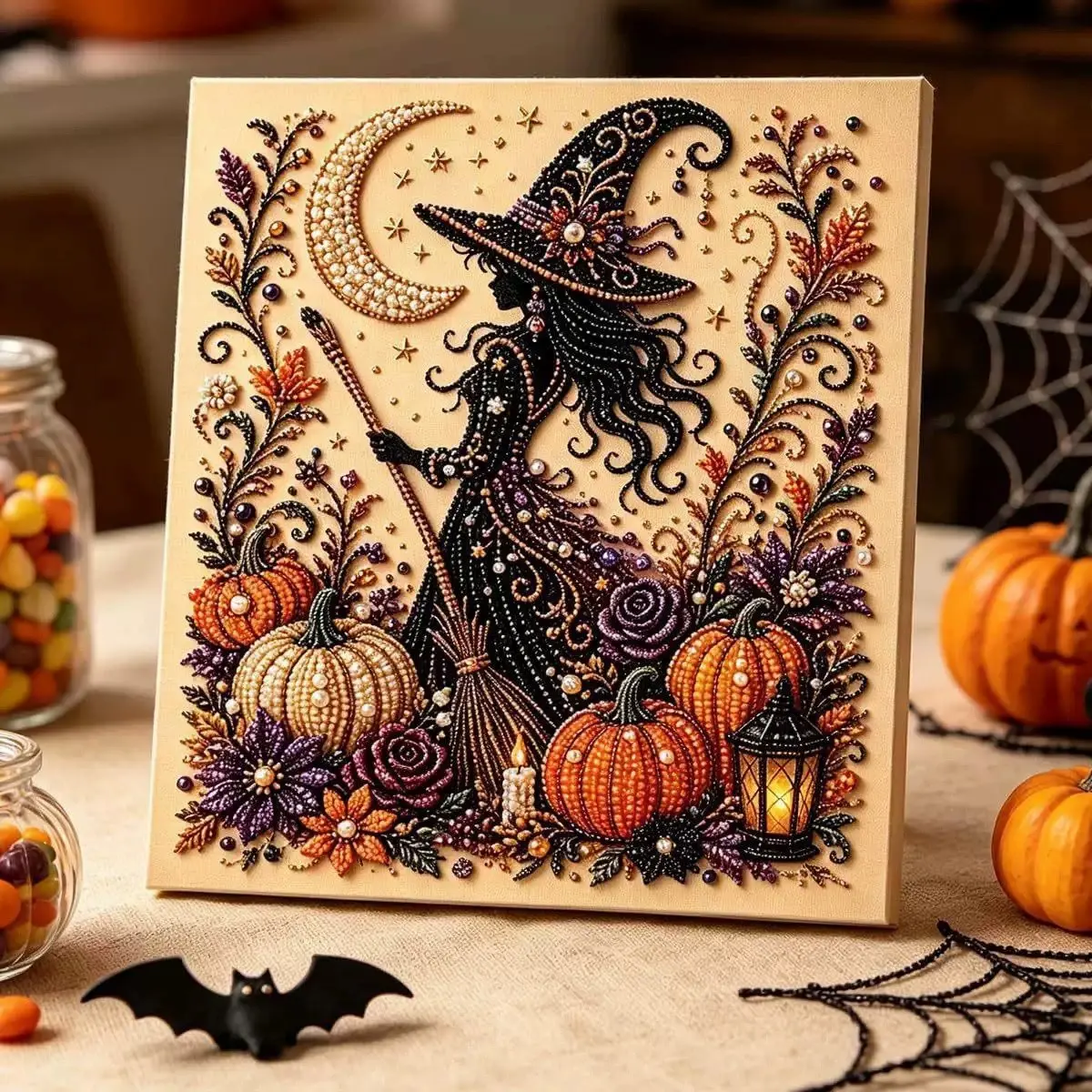 Ghost Pearl Art DIY Kit, Diamond Puzzle DIY Set, Creative Craft Material Pack, Elegant Wall Decoration, Halloween Home Decor, Festival Party Gift