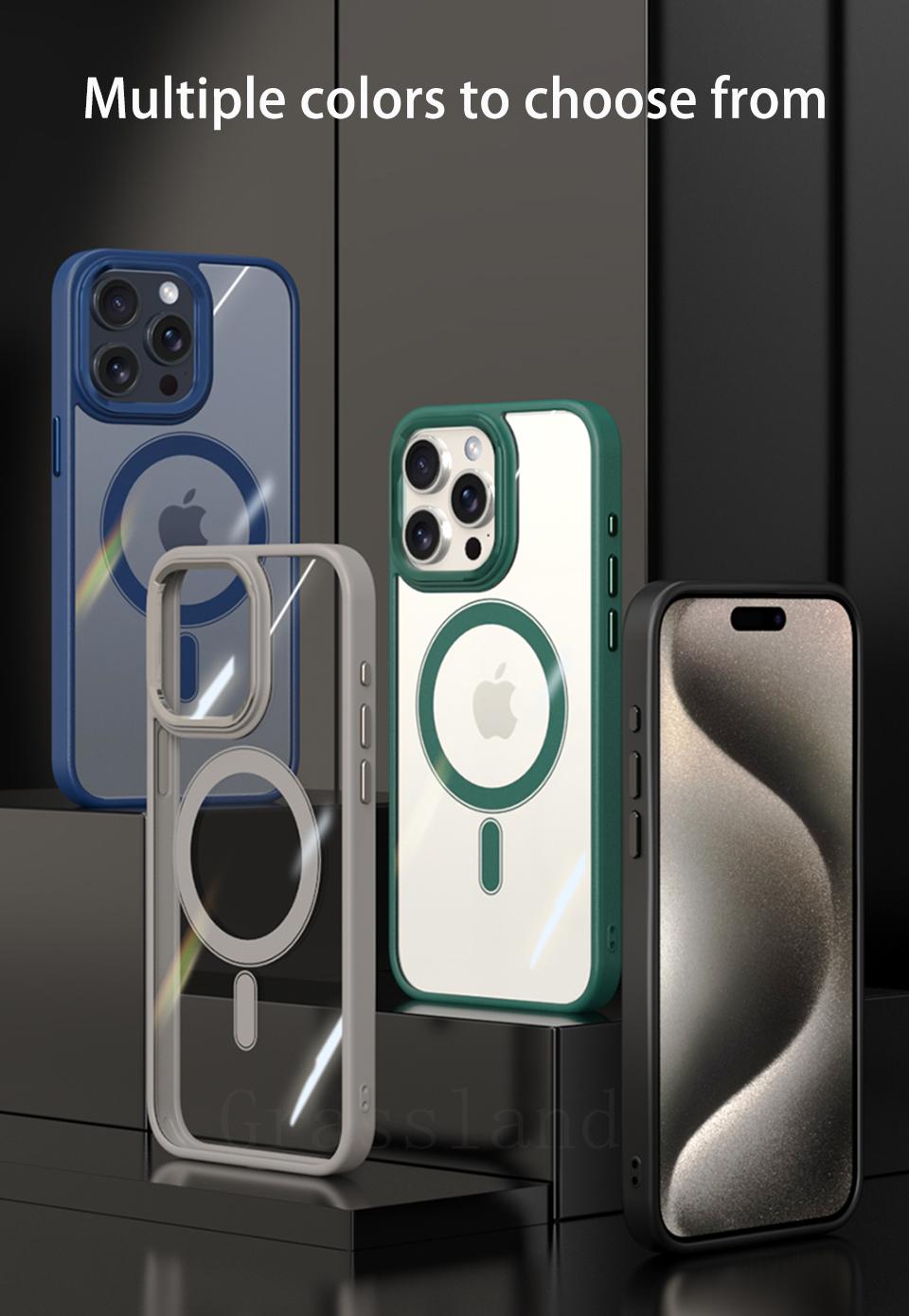 Luxury Magsafe Transparent Case For iPhone 16 15 14 13 12 Pro Max Plus Magnetic Wireless Charge Cases Cover   clear case