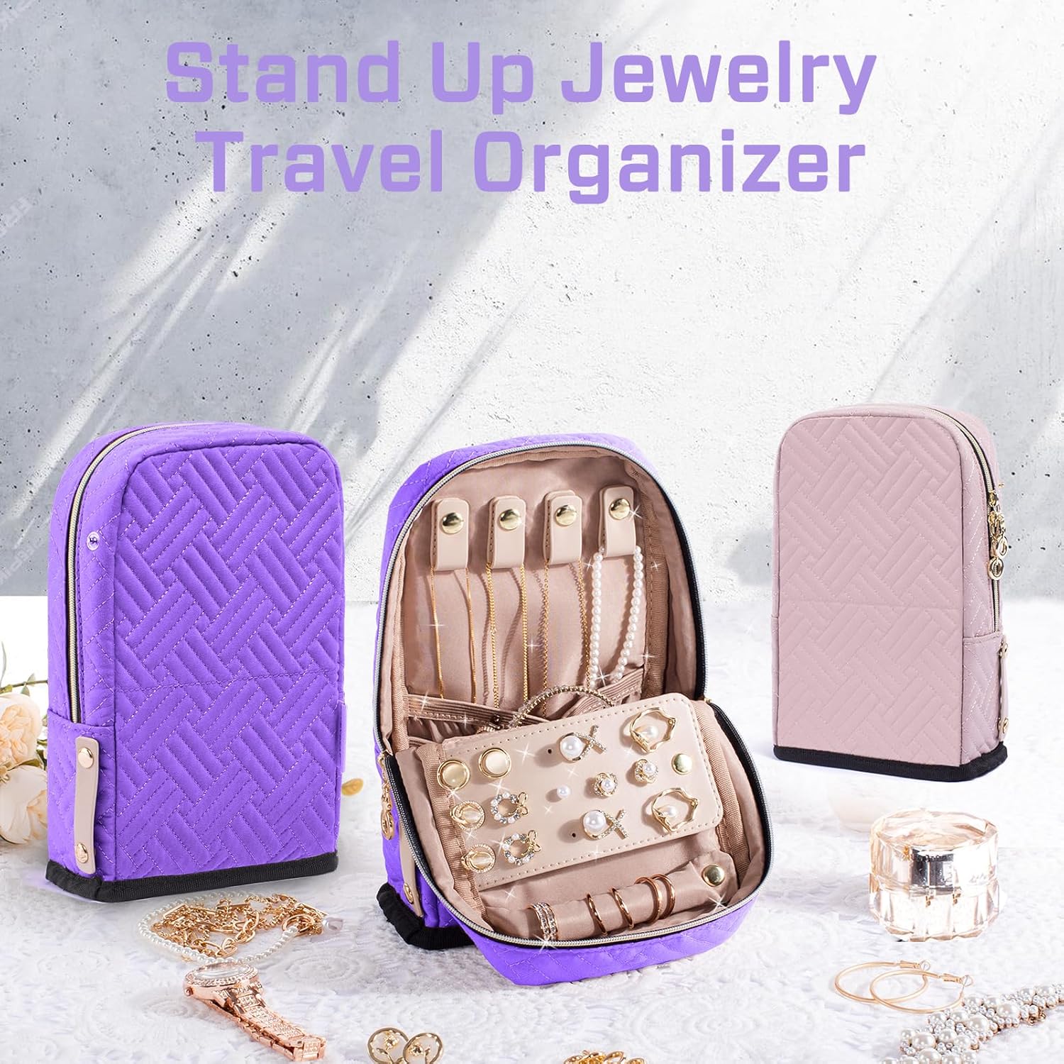 Travel Jewelry Organizer Case, Jewelry Travel Bags for Women, Large Capacity Travel Jewelry Case for Tangle-Free Earrings, Necklaces, Rings Storage, Travel Accessories, Black