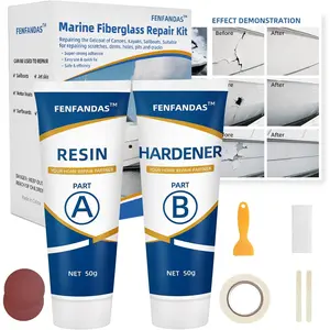 Fiberglass Boat Repair Kit White, Gel Coat Repair Kit for Boats, Marine Fiberglass Repair Kit for Boats, Epoxy Filler for Boats, Fix Holes Chips Pits Cracks