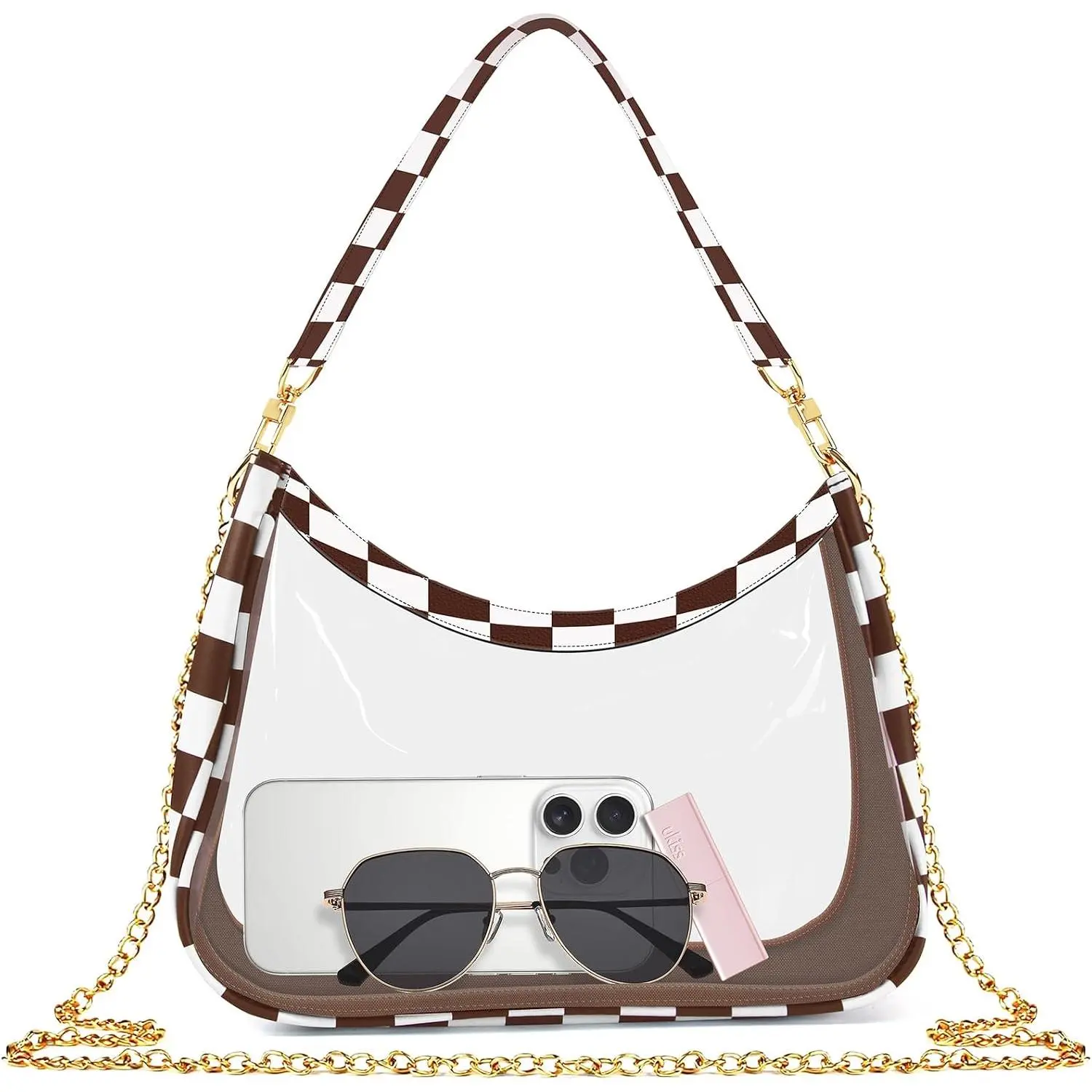 Clear Bag for Stadium Events, Clear Purses for Women Stadium Crossbody, Checkered Concert Bag  Handbag