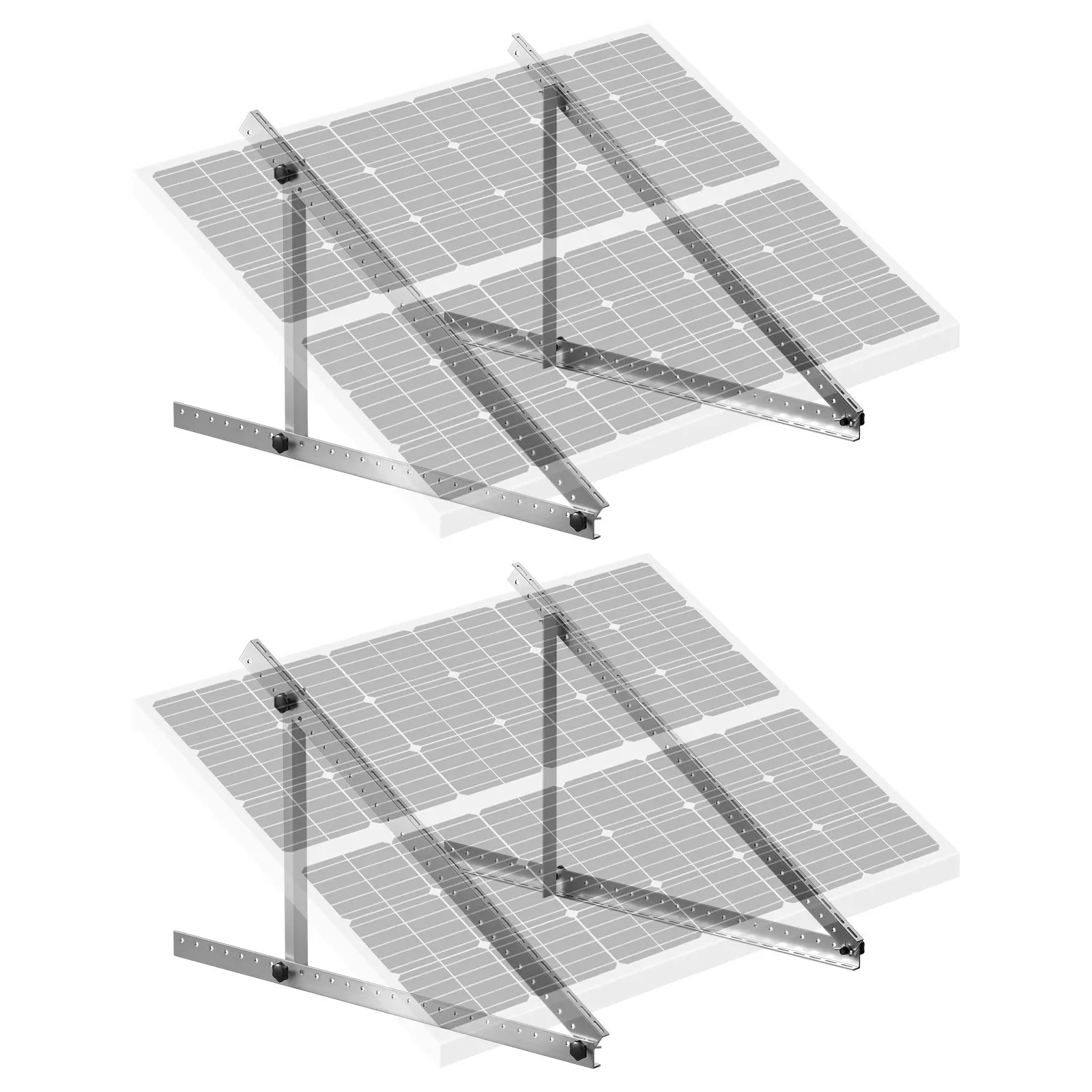 VEVOR 2 Sets Solar Panel Mounting Brackets 45-Inch, 0 to 90 Adjustable Tilt Mount Brackets Support 100-400W Solar Panels, Lightweight Aluminum Brackets with Folding Tilt Legs for RV Boat Off-Grid
