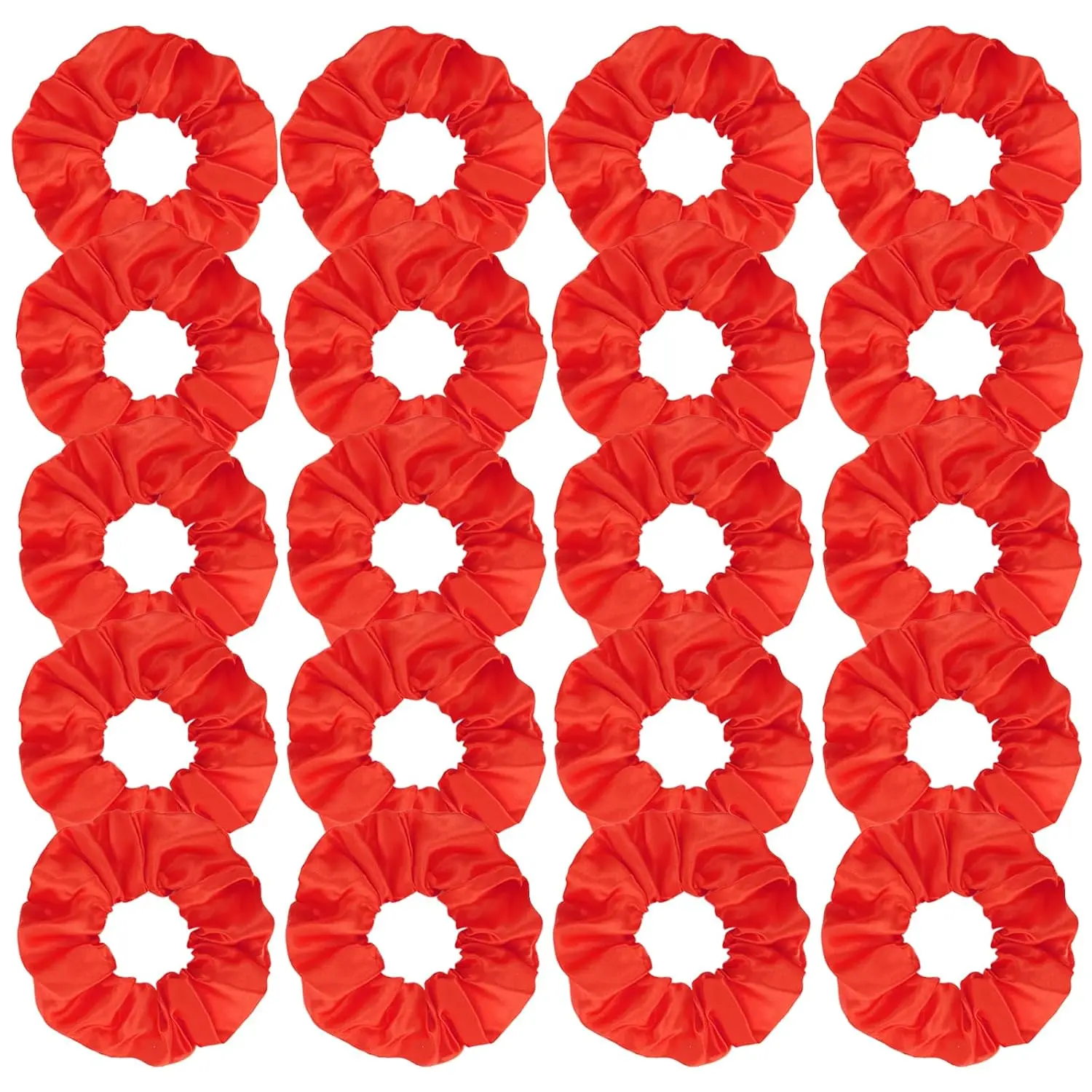 20 count Red Satin Hair Scrunchies for Women Girls Silk Hair Ties Fashion Hair Bands Ponytail Holders Red Hair Accessories for Women Girls