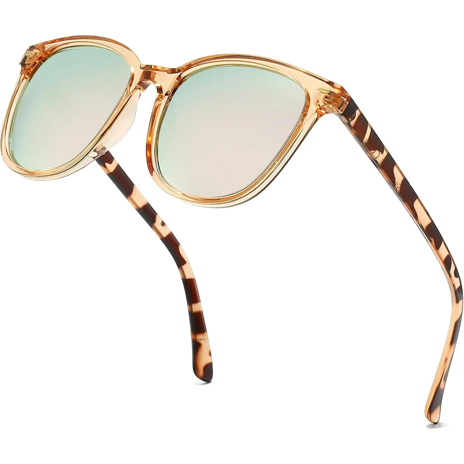 Unisex Polarized Mirrored Square Frame Sunglasses with UV400 Protection, Glare Reduction, Beachwear, Transparent Tone, Designer Fashion Eyewear IF1851-3