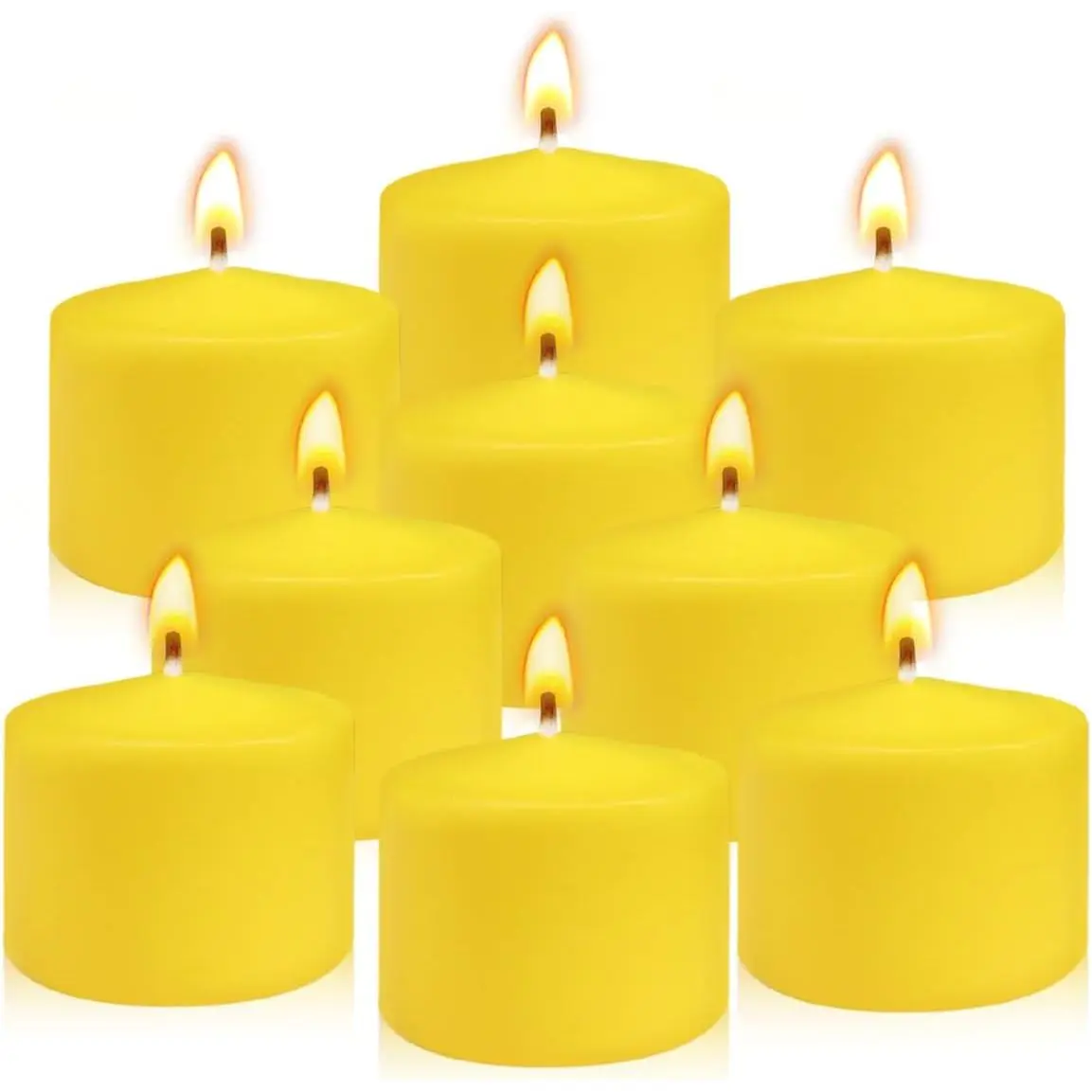 9-Pack 1.25-Inch Yellow Votive Candles Unscented Small Tealight Candle for Home Decor Summer Special Occasions