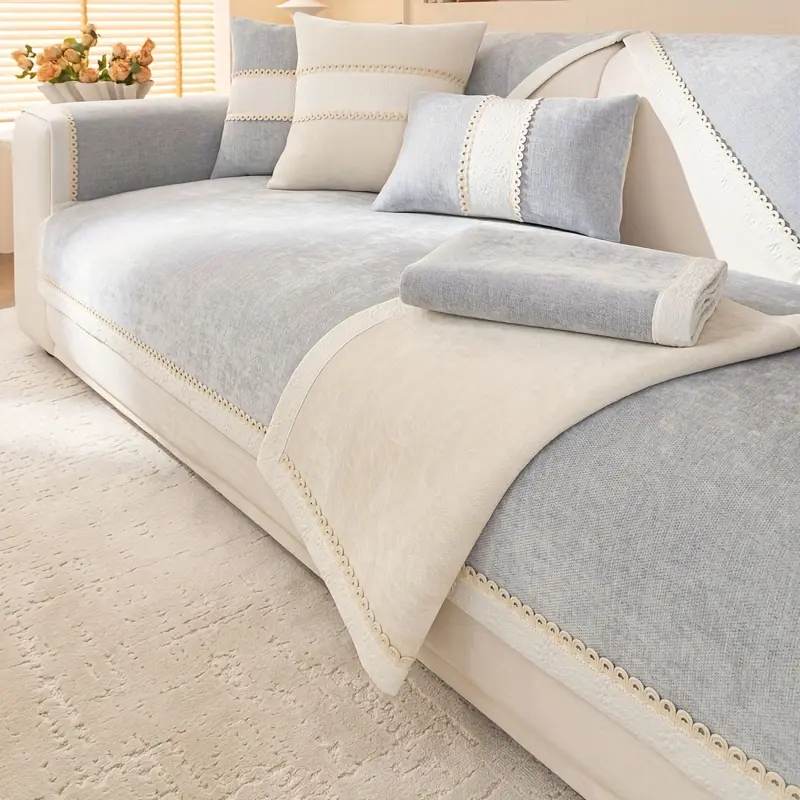 1pc Splicing Chenille Sofa Cushion Nordic Style Room Decoration Home Decoration Non slip Pet Friendly Four Seasons Suitable for Bedroom Living Room Office Home Sofa New Year Gift Decoration