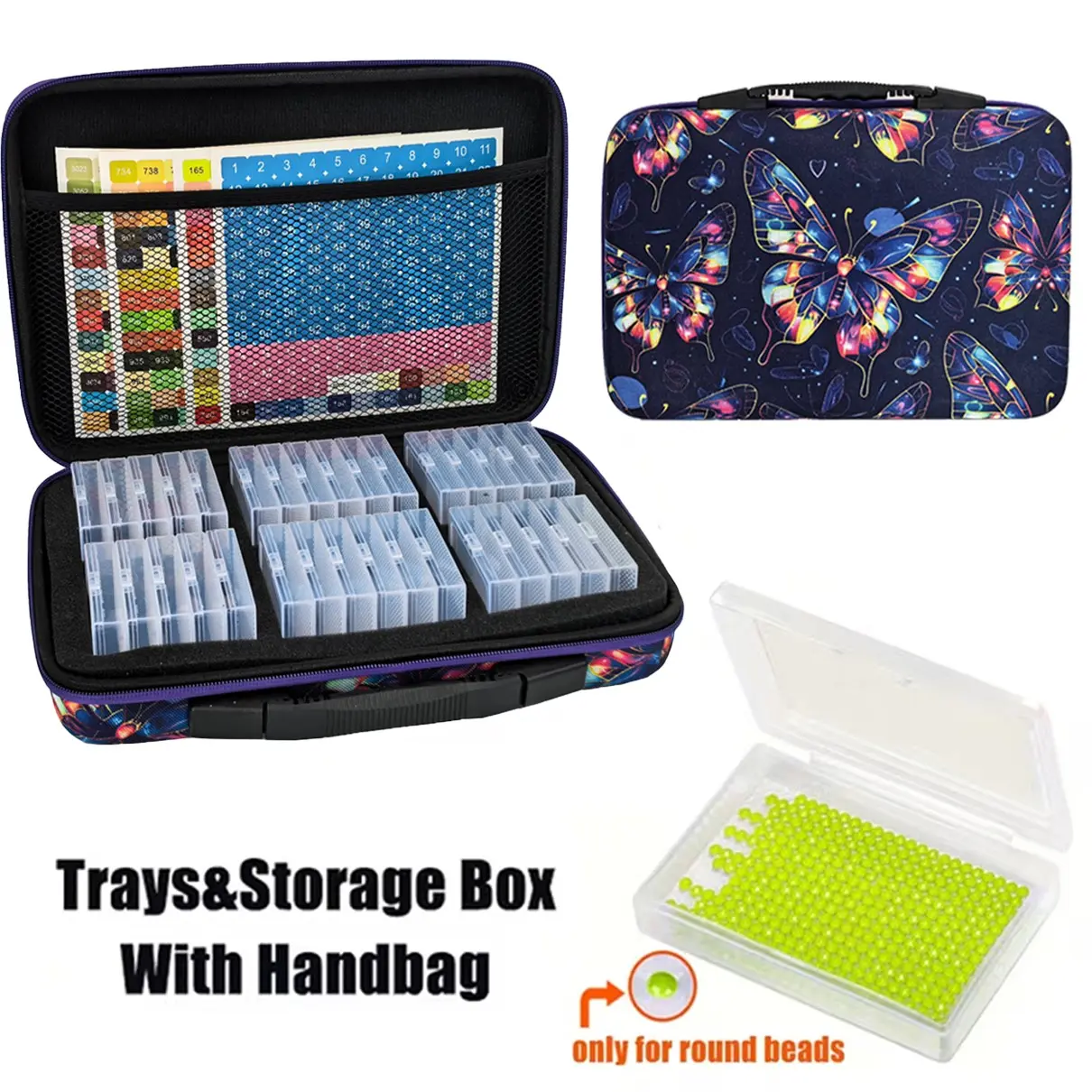 New Fashion Diamond Painting Handicraft Storage Box Tray Set Organizer, 4 Stickers + 32 Trays + 1 Handle Bag, DIY Diamond Painting Tools Accessories