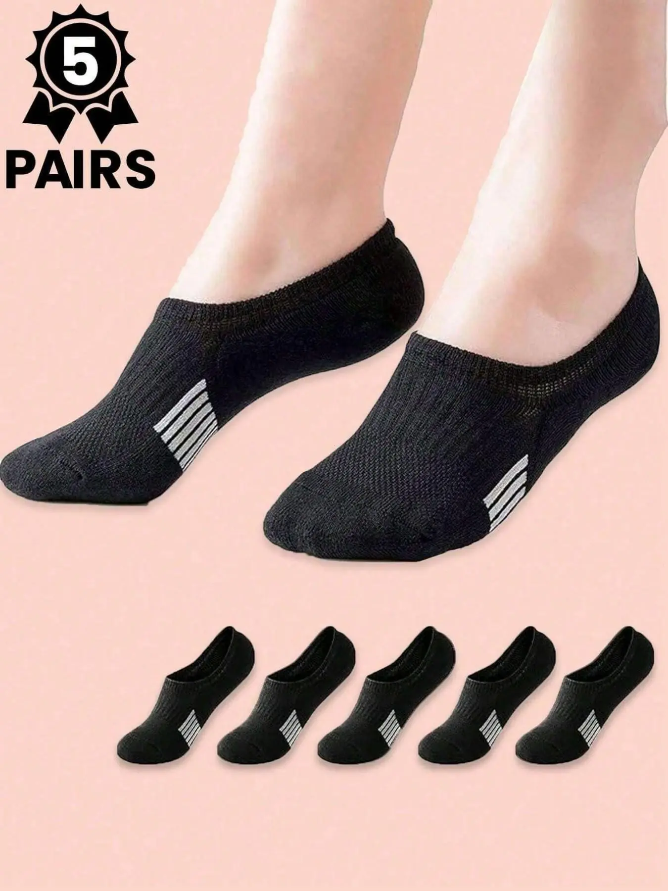 5 Pairs Women's Low Top Sport Ankle Socks, Summer Thin Crew Socks, Non-Slip Invisible Socks, Comfortable Daily Wear