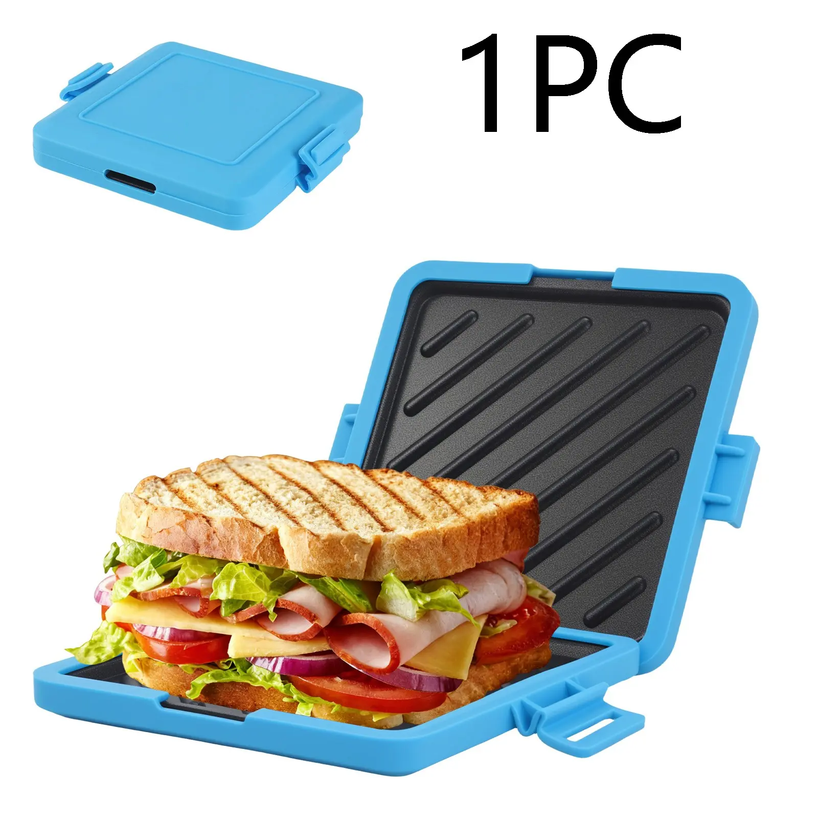 Microwave Sandwich Maker Panini Machine, Microwave Toastie Maker, Non-Stick Food Grade Tray, Simple Fast Cooking, Adjustable Power & Time, Ideal for Bacon, Wings, Steak