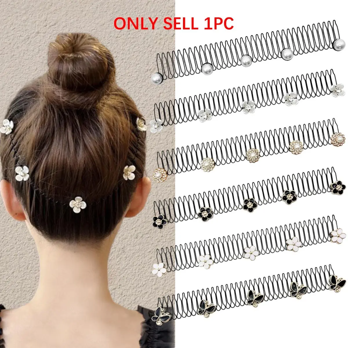 Metal Wire Hair Combs Big Bangs Holder Hair Updo Styling Tool  Hair Finishing Fixer Wavy Comb Invisible Hairstyle Hair Accessories for Girls and Women(Long type) Messy Bun Hair
