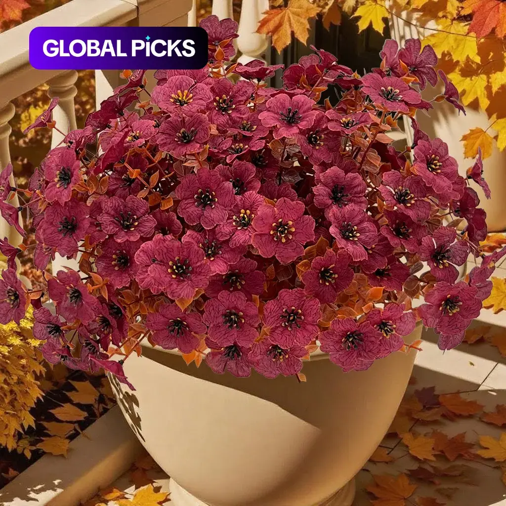 12 Artificial Autumn Flower Stems, Simulation Plants for Thanksgiving, Halloween, Christmas, Wedding, Party and Home Garden Decoration, Fake Flowers, Artificial Flower Arrangement #GLOBAL PICKS