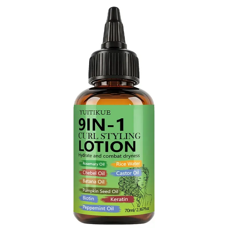Yuitikue 9-In-1 Curling Lotion, Anti-Frizz, Moisturizing, Smooth Texture, Contains 9 Natural Essences, 70ML Liquid Hair Care, Styling Haircare