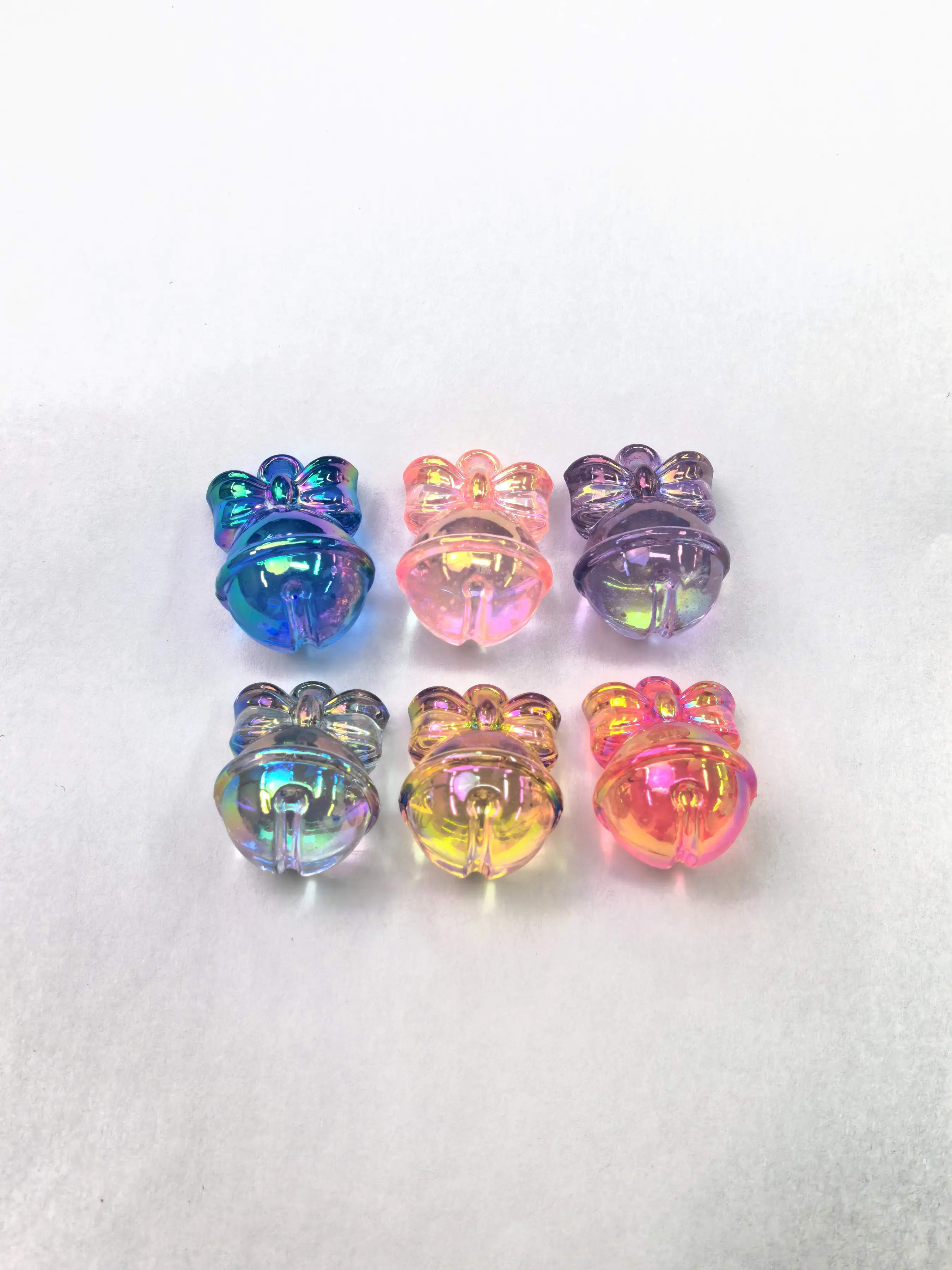 Non-Scratch UV Color Bell Butterfly Knot Electroplated Pendant Bead DIY Craft Jewelry Accessory, Bag Chain Hair Ornament Parts