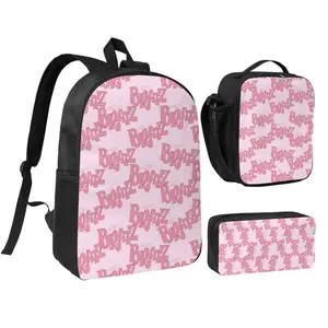 Anime Bratz5 backpack with lunch bag pencil box for Teen Girls Boys, 3pcs kids school bag with adjustable straps, office travel bag Bookbag lunchbox