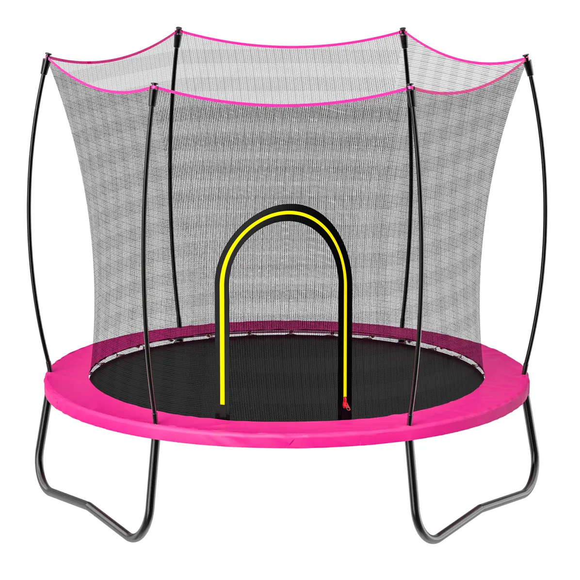 55-Inch Recreational Trampoline Workout Bouncer with Safety Enclosure, Heavy-Duty Anti-Corrosion Frame, Stable 3 U-Leg Design for Home Gym Use, Blush Pink, Galvanized Steel, Sturdy