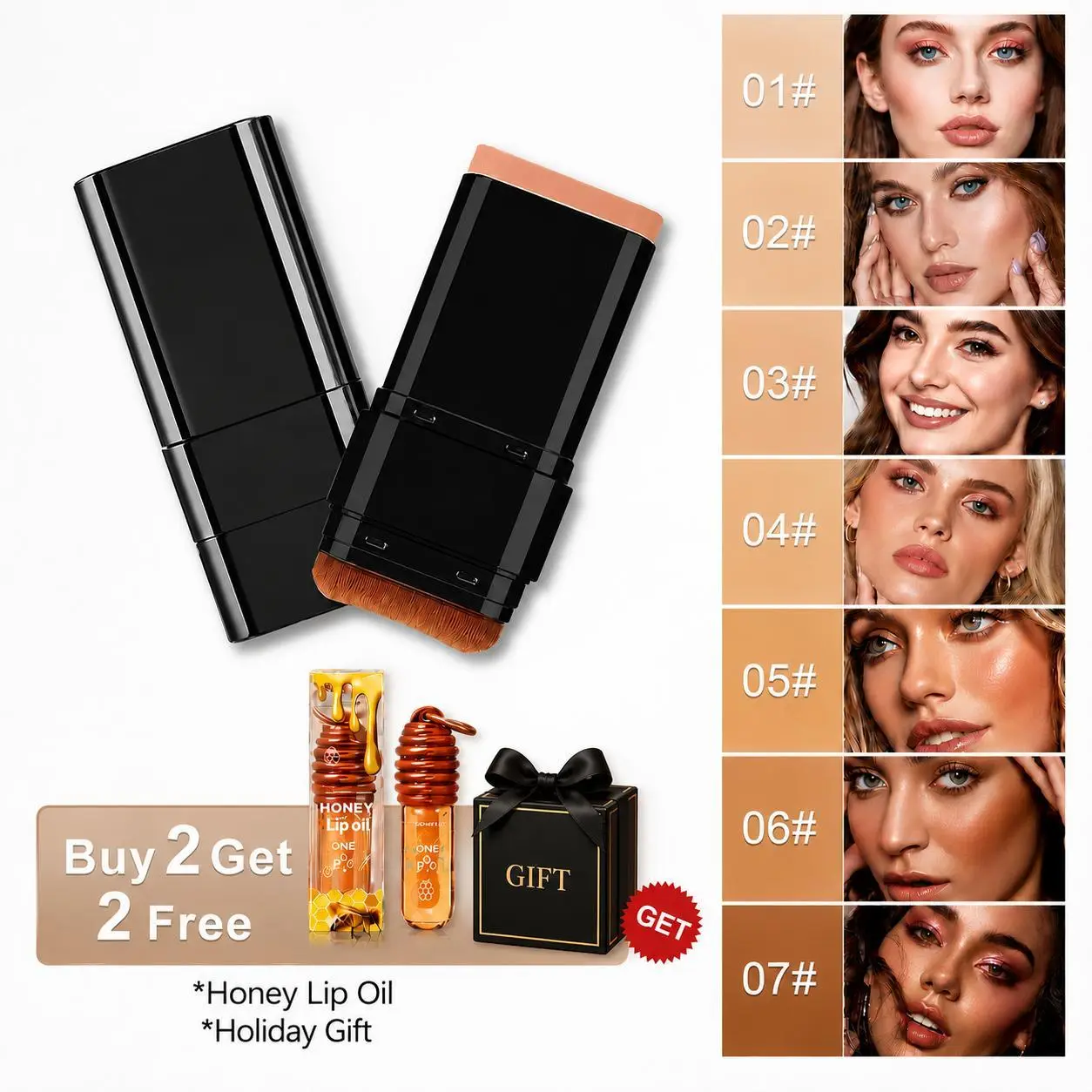 6-Color Dual-Ended Eraser Foundation Stick - Creamy Full Coverage Makeup, Concealer & Highlighter for Acne Marks, Nose Contour, All Skin Types, Flawless Finish, Adult Daily Gift Cosmetic Tool perfect gift