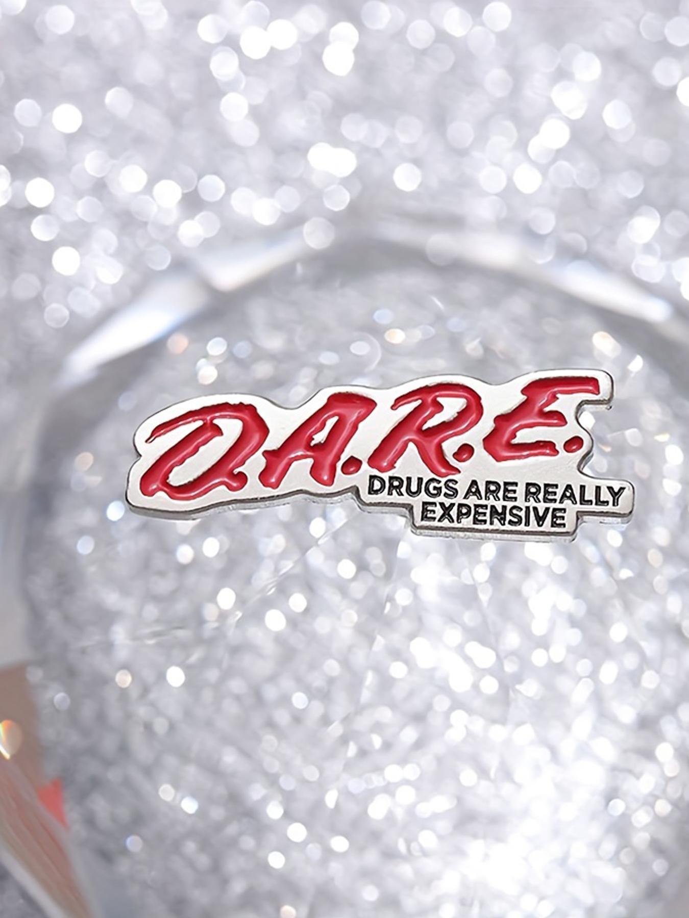 Dare Enamel Pin, Geometric Lettering Metal Brooch, Fashion Accessory for Clothing and Bags, Simple Punk Style Badge