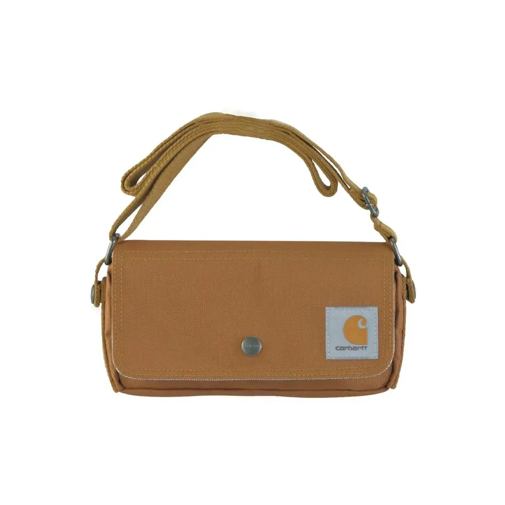 Carhartt Retro Streetwear Patch Logo Crossbody Messenger Bag for Men and Women in Khaki Brown