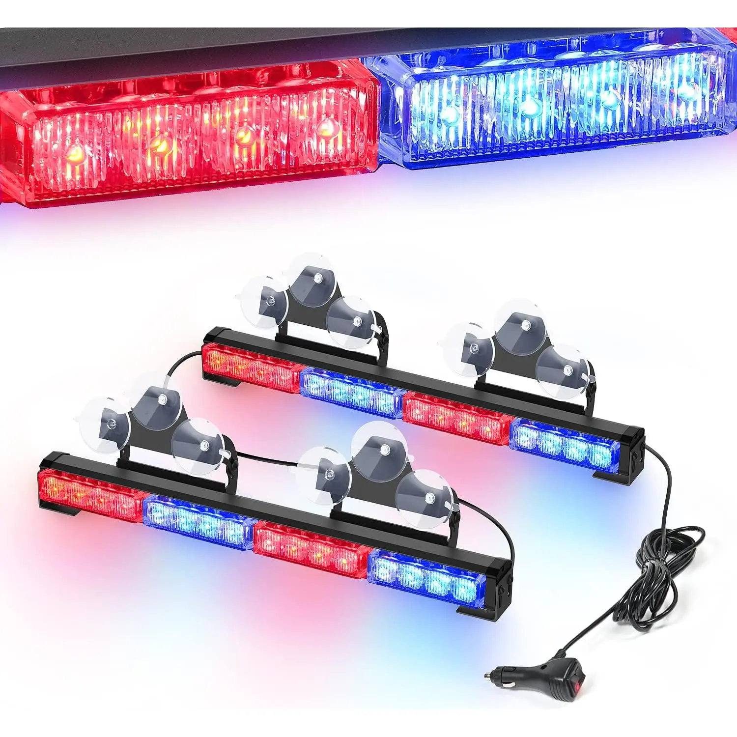 Nilight Traffic Light Bar 2 in 1 17Inch 32LED 23 Flash Patterns Directional Safety Lights with Cigar Lighter on Trucks Construction Vehicles