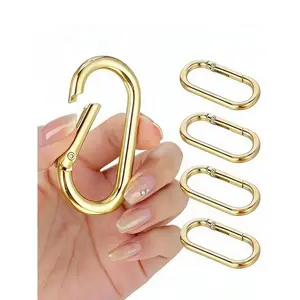5 Pack Heavy Duty Carabiner Clips - Oval Metal Snap Hook Key Rings, Trigger Spring Clips for Keychains Bags Purses Dog Tags
