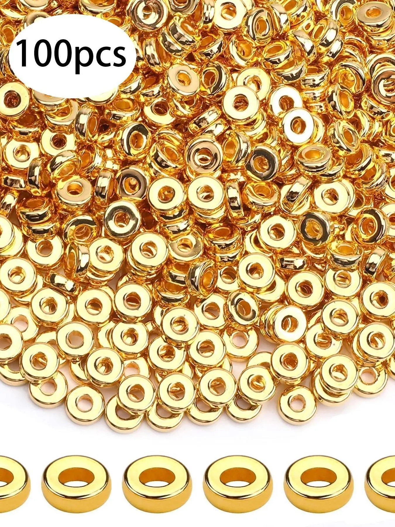 100pcs Acrylic Bead Spacers, Dual Color Metal Sliding Stopper, DIY Jewelry Accessories, Bracelets, Necklaces, Earrings Decorations, Jewelry Making Supplies