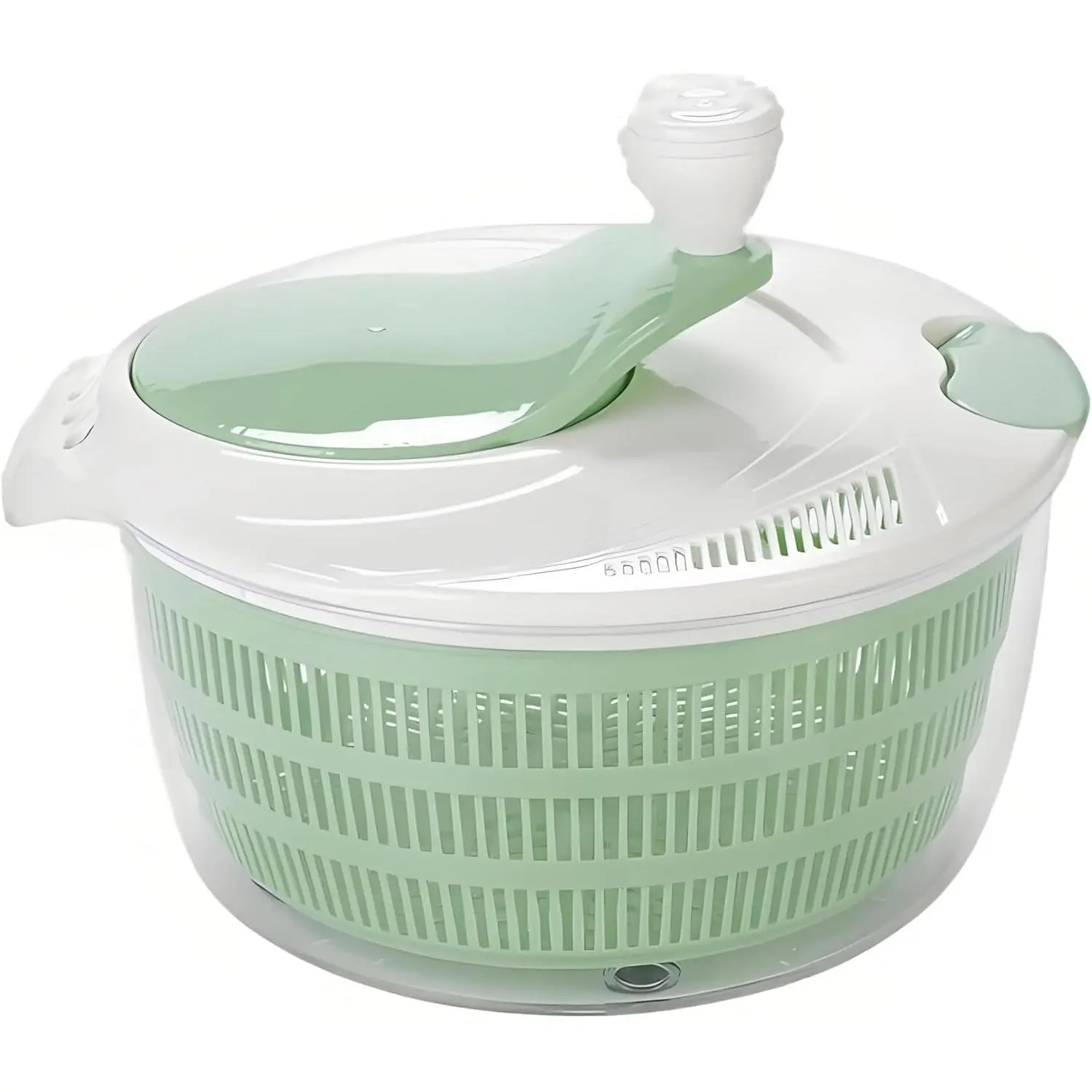 4.2L Salad Spinner, Efficient Lettuce Spinner with Dual Drainage Holes for Quick Drying - Green Salad dryer for Washing, Spinning, and Draining Greens, Fruits, and Vegetables