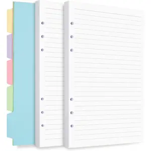 A6 Binder Core Budget Planner Notebook, To Do List Notebook, 6-Hole Ring Binder Pages, 5 Dividers, 120 Sheets, Replaceable Core for Daily Planning