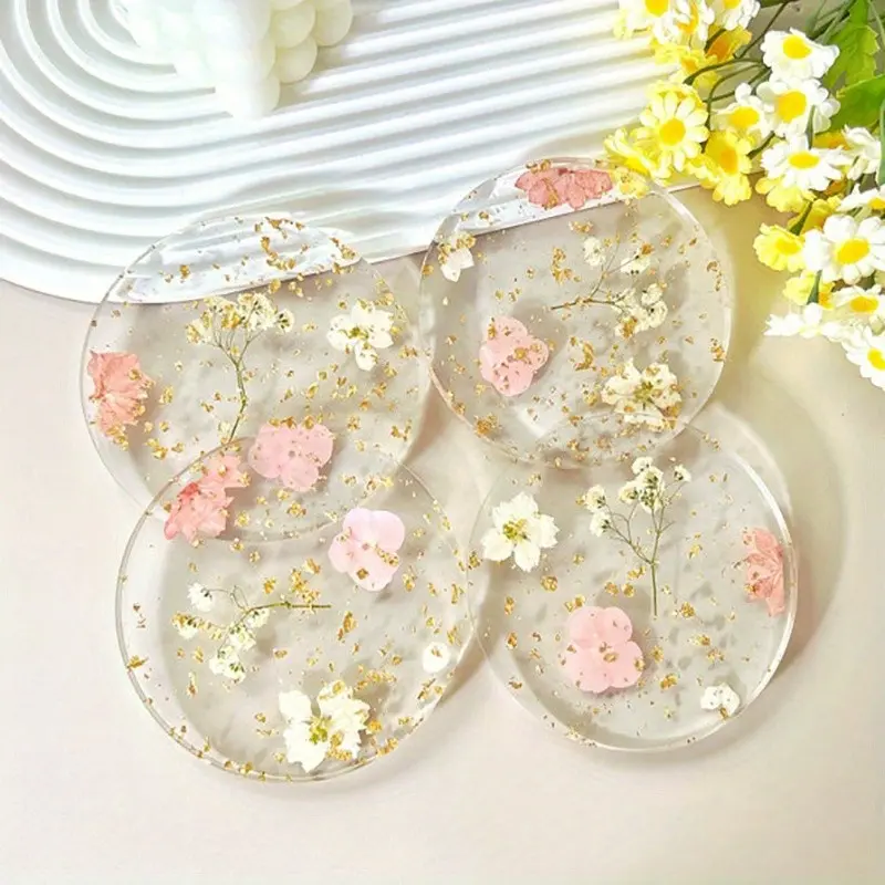 4/8pcs Acrylic Coasters 2D Flat Printed Coasters Multifunctional Home Office Table Decor Halloween Christmas Gift Birthday Mother'S Day Present for Friends