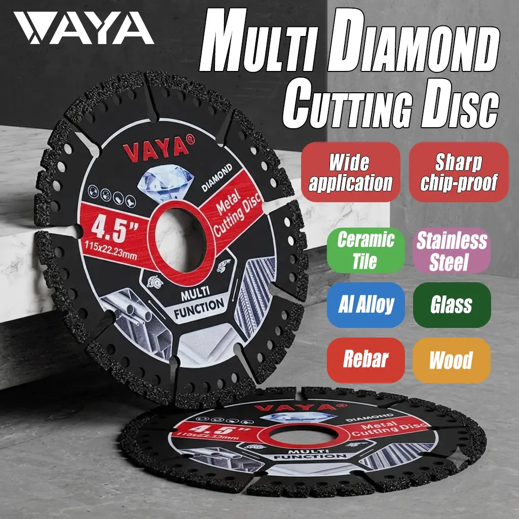 VAYA 4.5" Diamond Metal Cutting Disc, Dry Cut Blade for Tile, Stone & Cast Iron, angle grinder tool