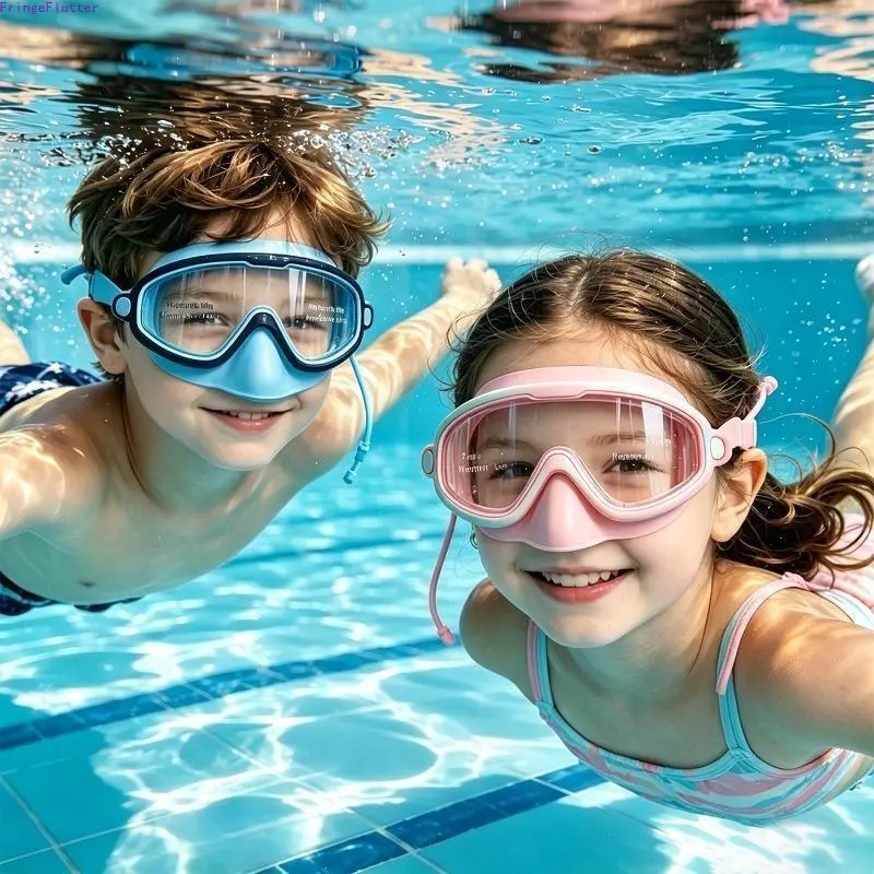 Silicone Snorkel Mask with Integrated Nose Cover, Anti-Fog HD Leakproof Swim Goggles, Adult Free Breathing Diving Mask for Pool, Snorkeling & Open Water Sports
