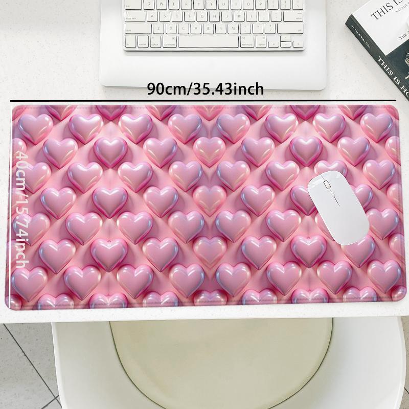 Heart Pattern Mouse Pad, Rectangle Gaming Mouse Pad, Office Desk Keyboard Mat for Home Office Game Room Desk, Cute Desk Accessories
