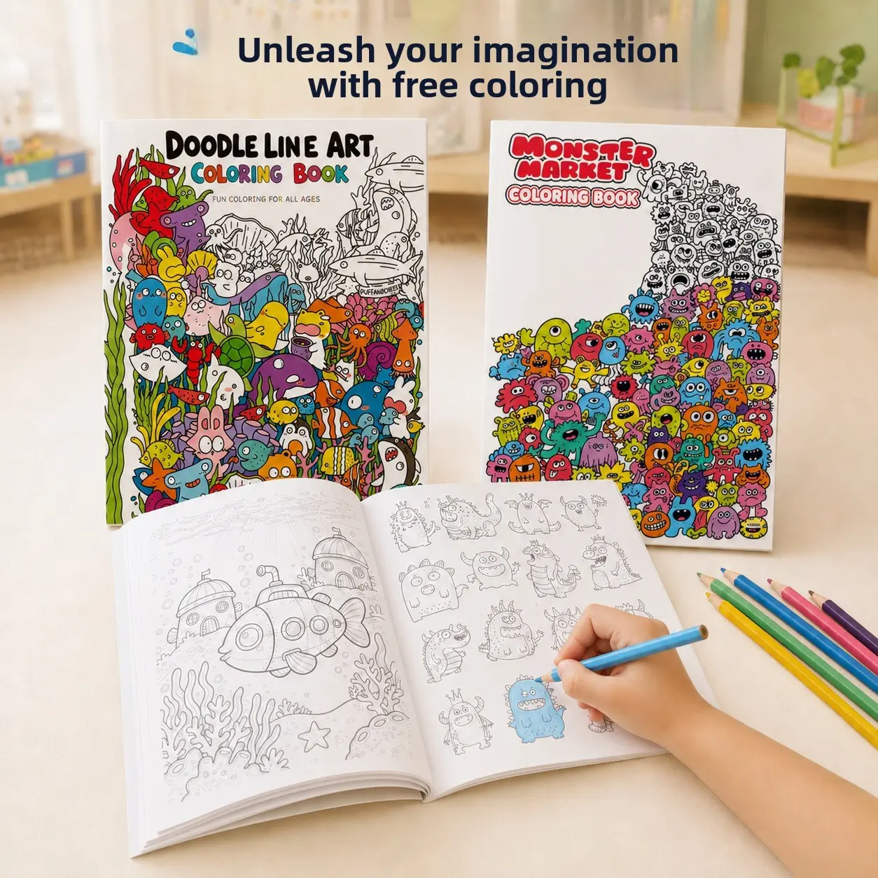 Underwater World Monster Line Drawing Copying Paper Line Draft Practice Drawing Tracing Painting Coloring Practice Drawing Book