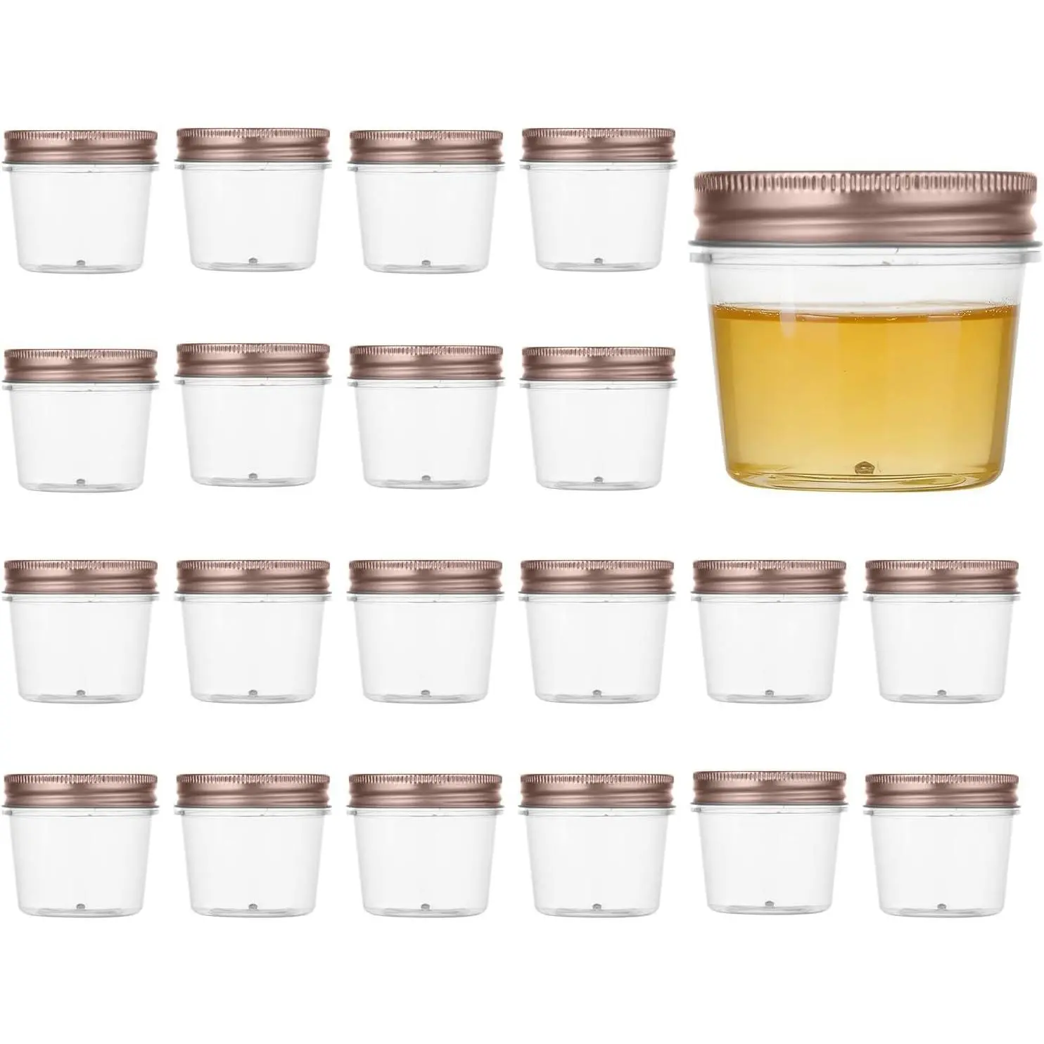 4 oz Plastic Small Mason Jars and Small Plastic Jars with  | 20 Pack, Rose , 4 oz Plastic Containers with , Mini Mason Jars, Cake Jars, Small Canning Jars, Plastic  Jars
