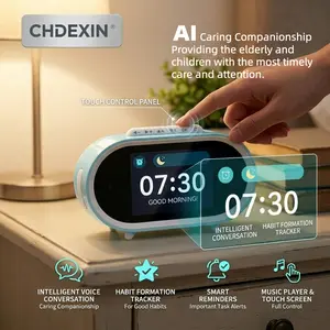 CHDEXIN AI Smart Time Companion Robot for Kids, Interactive Touch Screen Smart Alarm Clock with Voice Control, Pomodoro Timer & Habit Formation Sleep Aid Set (Sports & Outdoor Stopwatch Timer Accessory)