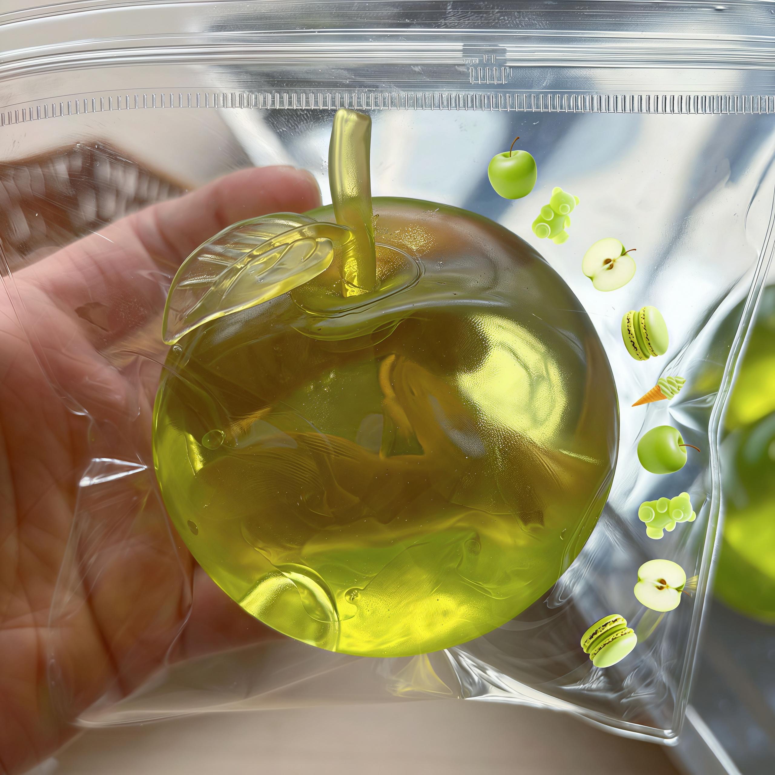 Green Apple Maltose Squishy - Indent Slow Rebound Fidget Toy| Realistic Fruit Stress Ball for Gift to Kids or Adults