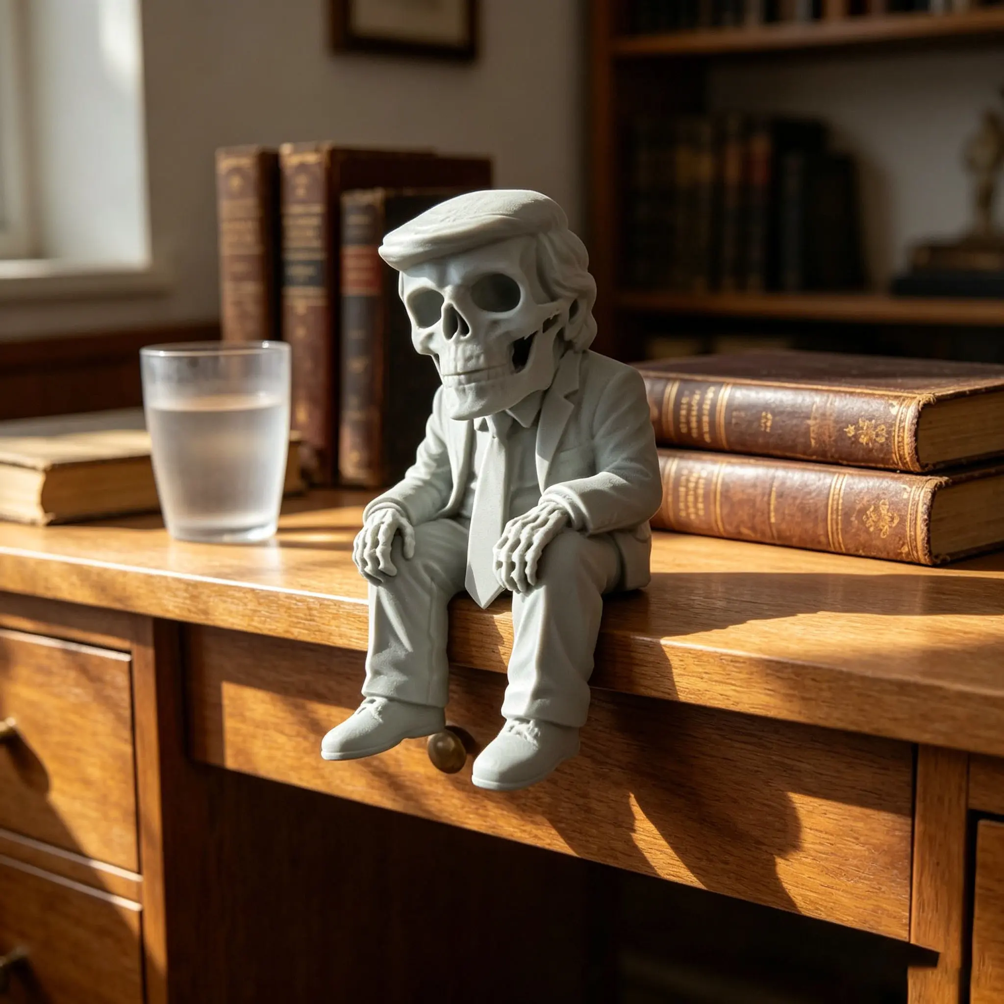 Business Suit Skull Figure, Plastic Skeleton Doll, Mini Desktop Shelf Accent, Gothic Office Home Decor, Fun Halloween Craft Gift, Plastic Figurines