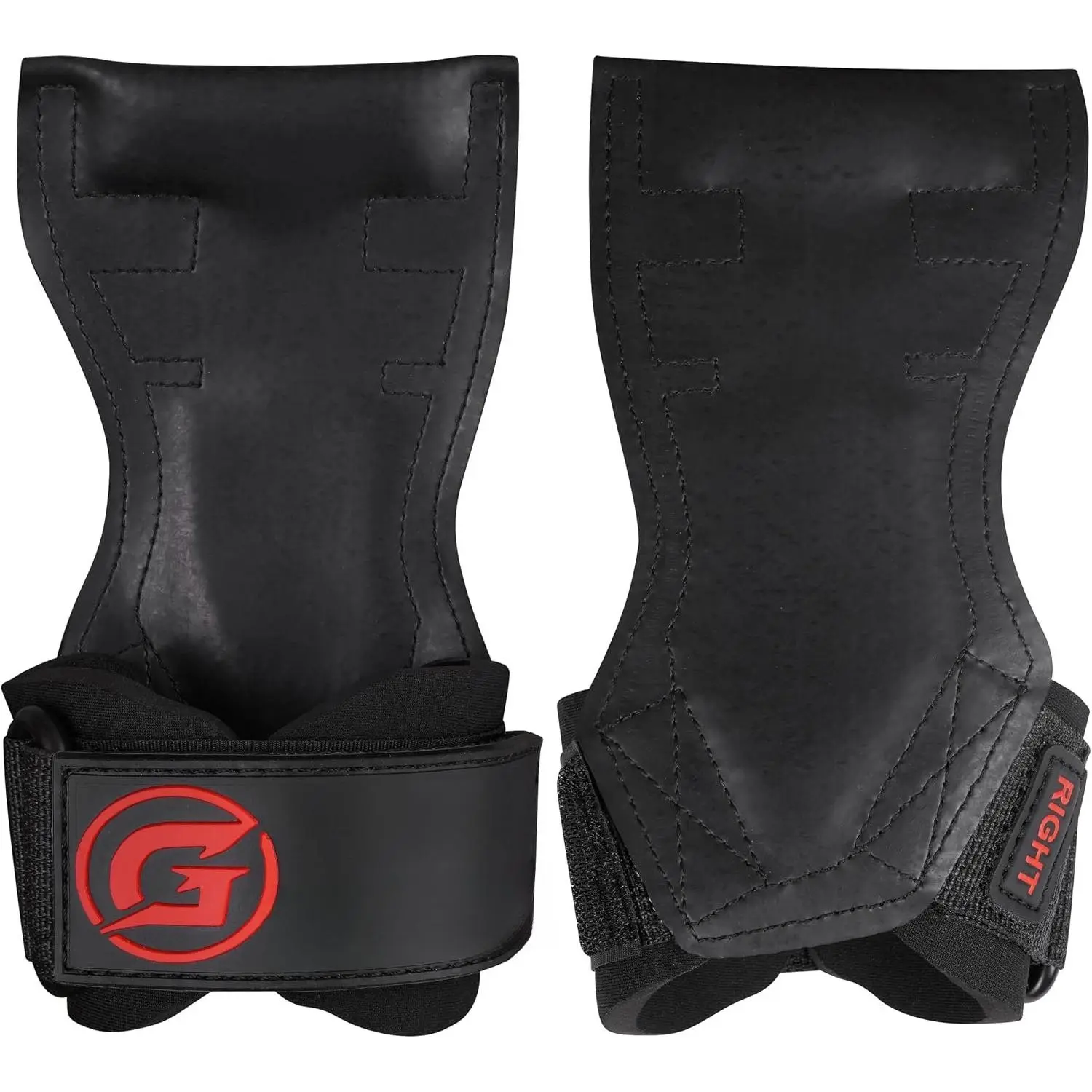 Weight Lifting Grips & Straps for Deadlifts & Powerlifting – Anti-Slip Leather and Rubber Grip with Padded Wrist Wrap Support –