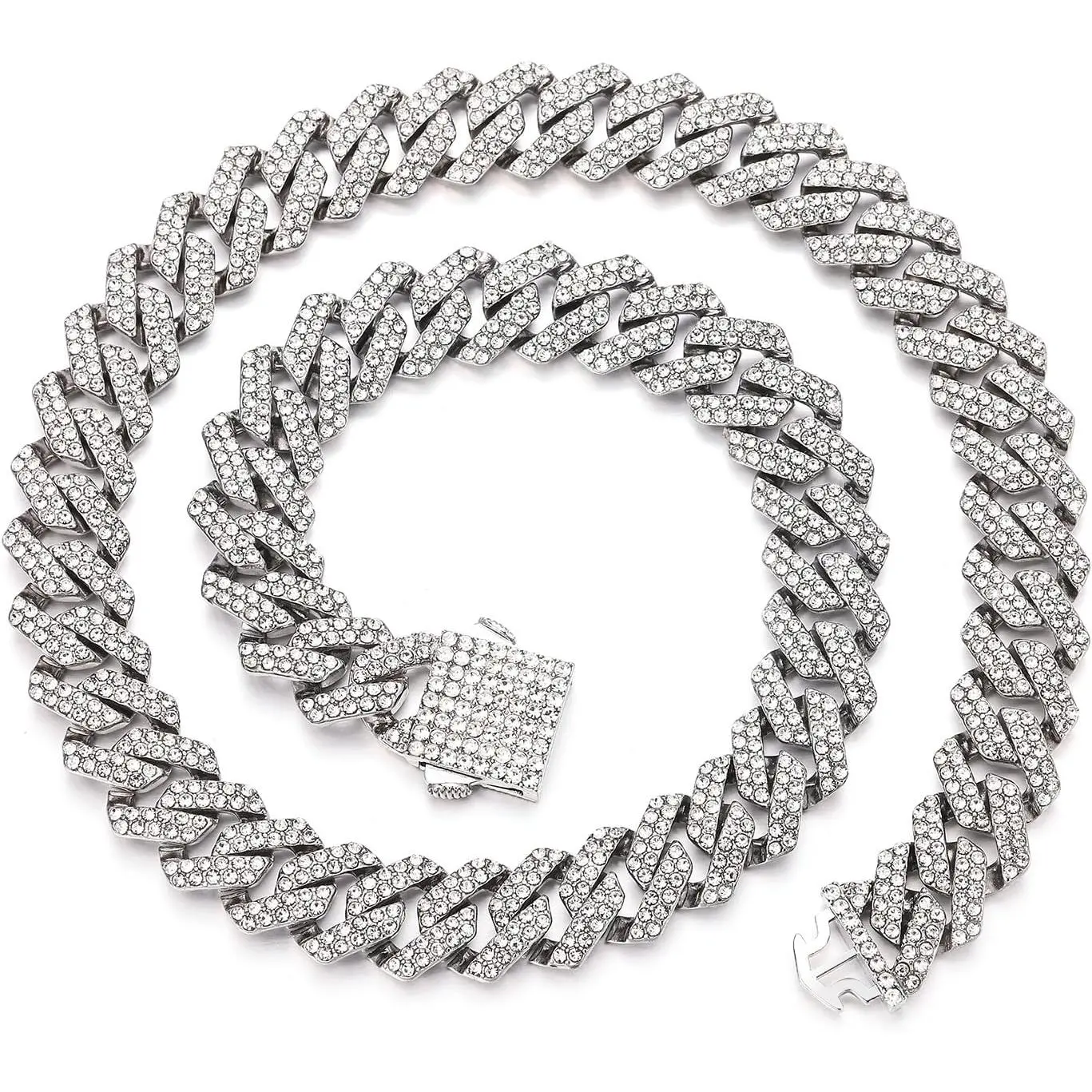 Cuban Link Chain for Men Women Iced Out //Rose  Miami Cuban Necklace Bling  Chain  Hop  with  Box