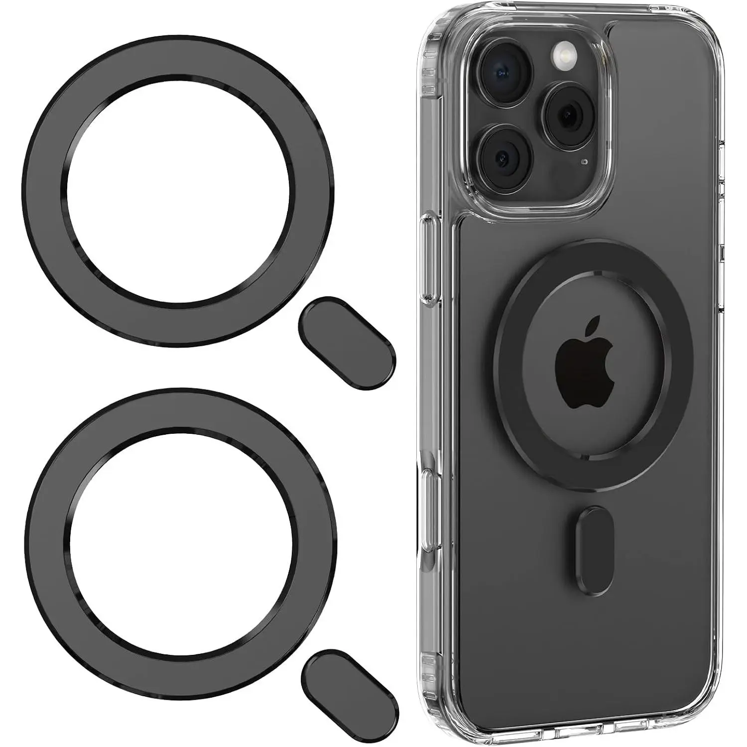 MagSafe Ring, 2 count  Sticker  Adapter Ring | Compatible with Magsafe Accessories &   for  17/16/15/14/13/12 Pro Max Mini, Galaxy S26/S25/S24, Black