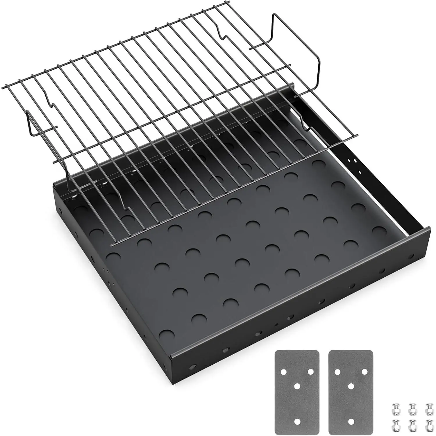 Stretchable 15-28 Inches Charcoal Tray Replacement Parts, Fits Pit Boss Memphis I Expert 24 Chargriller PS9900 2190 6500 6800 8500, Grill Basket Pan for Smoke Hollow 47183T-21