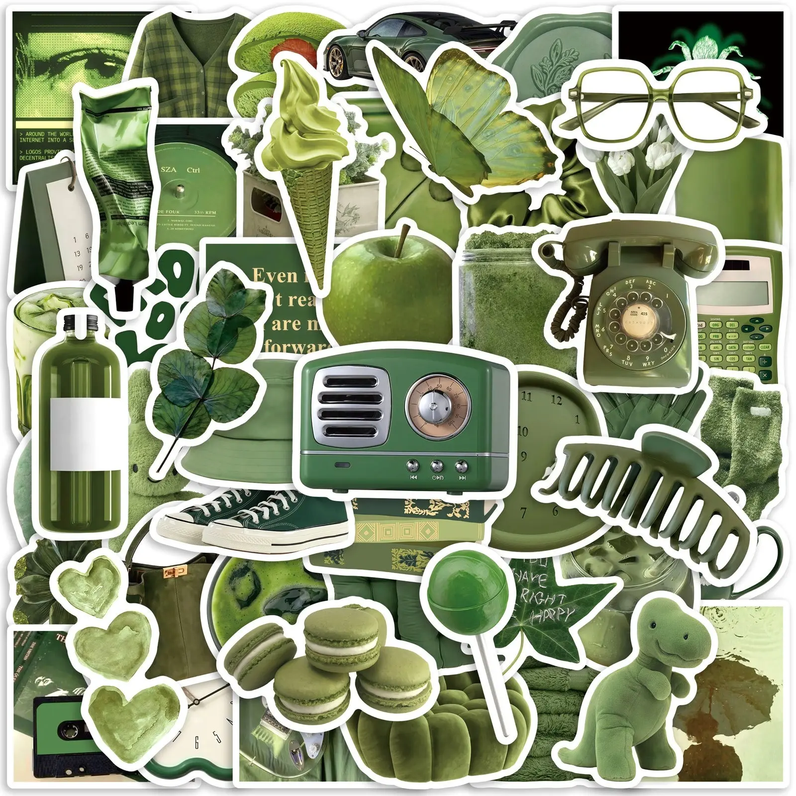 50pcs Olive Green Artistic Stickers, Office Stickers, Decal for Cars, Suitable for Scrapbooks, Diaries, Laptops, Water Bottles, Cars, Etc. Designed with A Belief-based Theme, These Are Gifts with Positive Messages.
