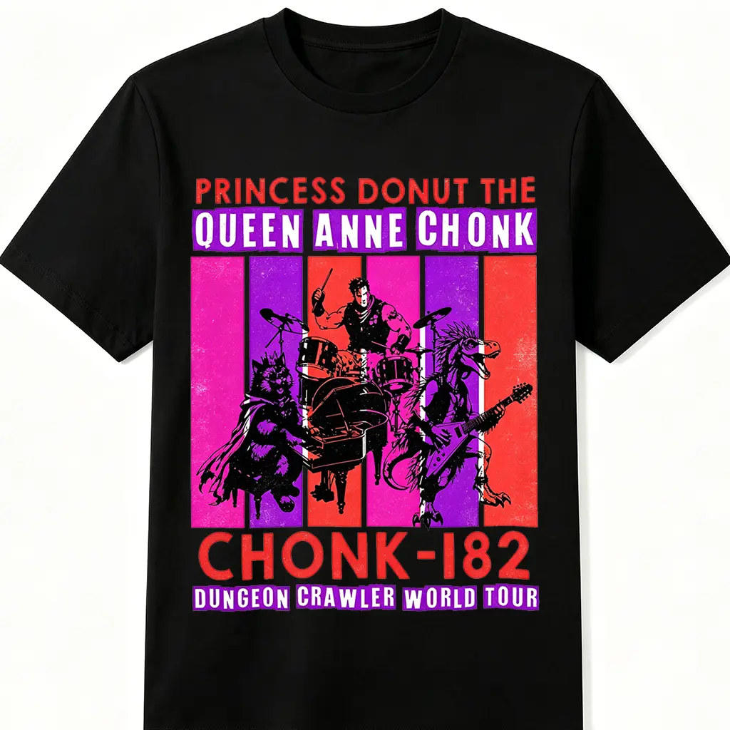 Dungeon Crawler Carl T Shirt Queen Anne Chonk Princess Donut Graphic Tee, New Achievement DCC  Funny book lover gift LitRPG Gift, GCHONK-182 Streetwear Casua top trending